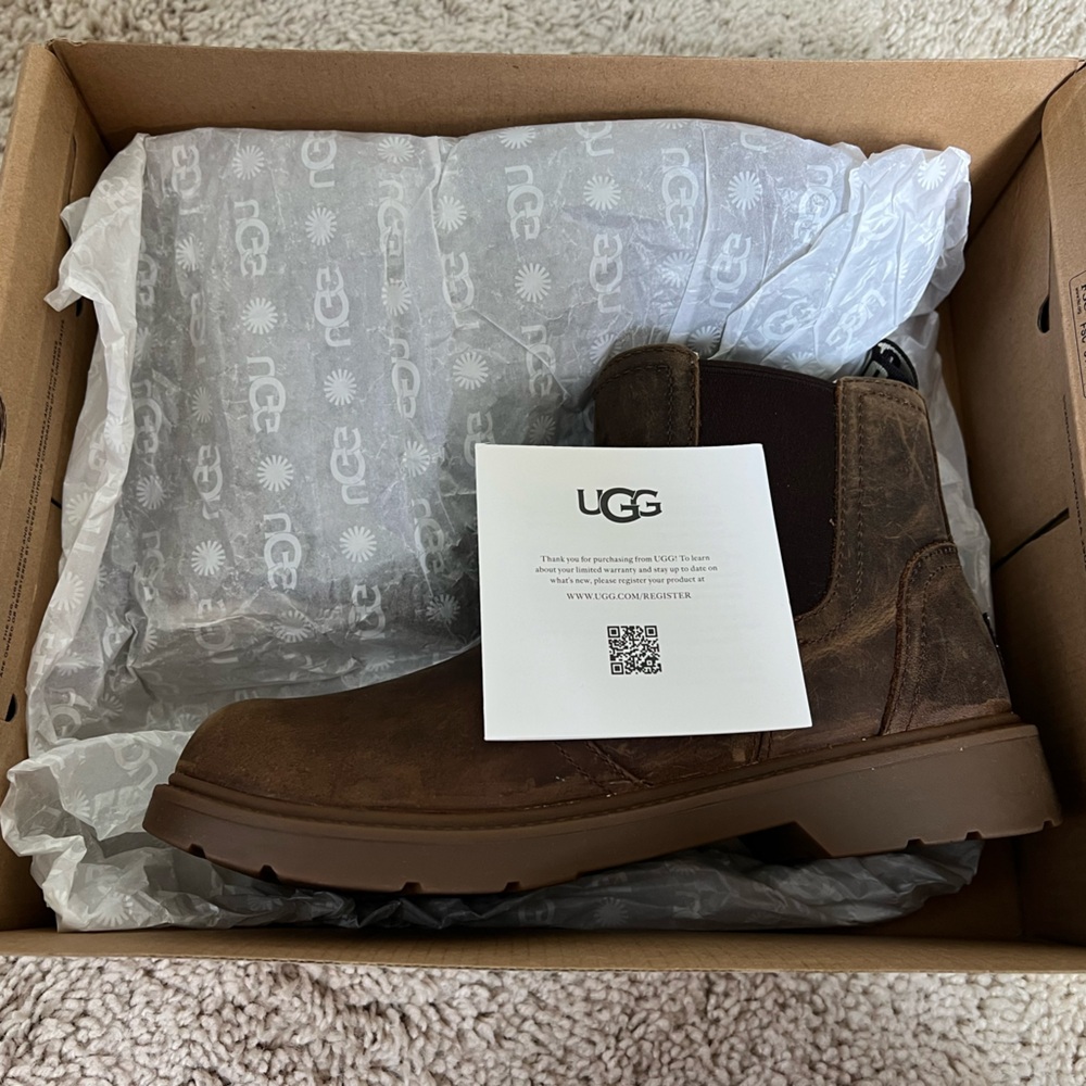UGG Girls Dark Brown Leather Boots
